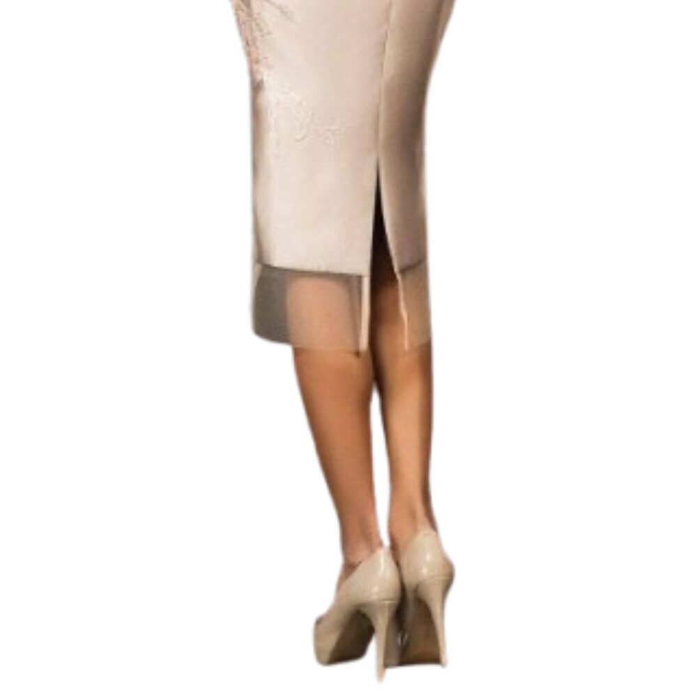 SALE NWT Terani Couture 2011C2003 Beaded Lace Cocktail Dress Silver Blush Size 4 - Picture 4 of 6